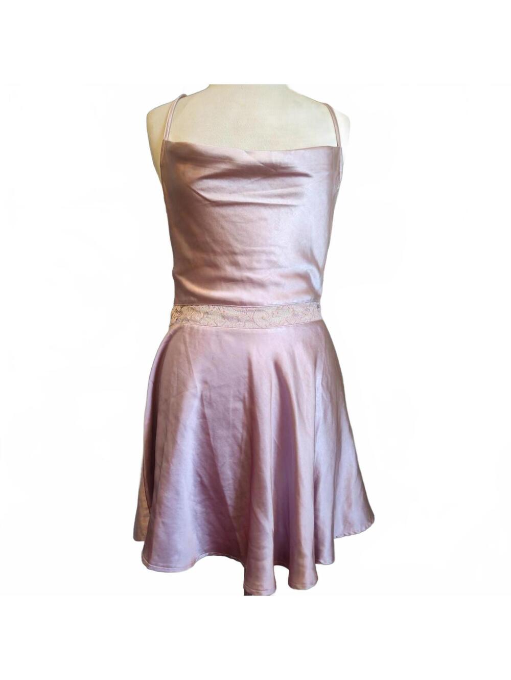 forever 21 pink satin and lace dress size large
